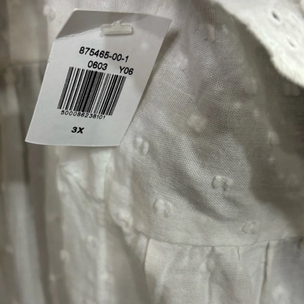 Old Navy Plus Size‎ White Embroidered Eyelet Dot Peplum Boho Peasant Top